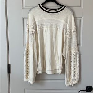Free People cream sweater with knit detail